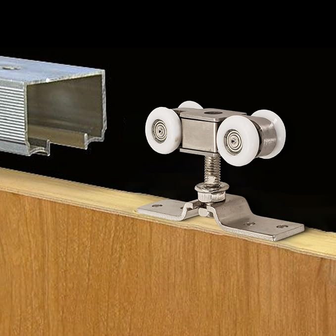 Sliding Door Track Hanging Rail, Stainless Steel Mute Push Pull Glass Door Guide, 1 Pair