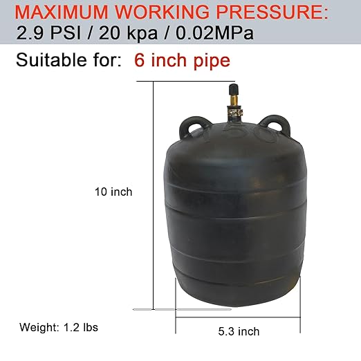 ROLING Inflatable Pipe Plug Balloon Plug,Pipe Pressure Test Plug,Plumbing Test Ball,Sewer Test Plug. (6 inch)