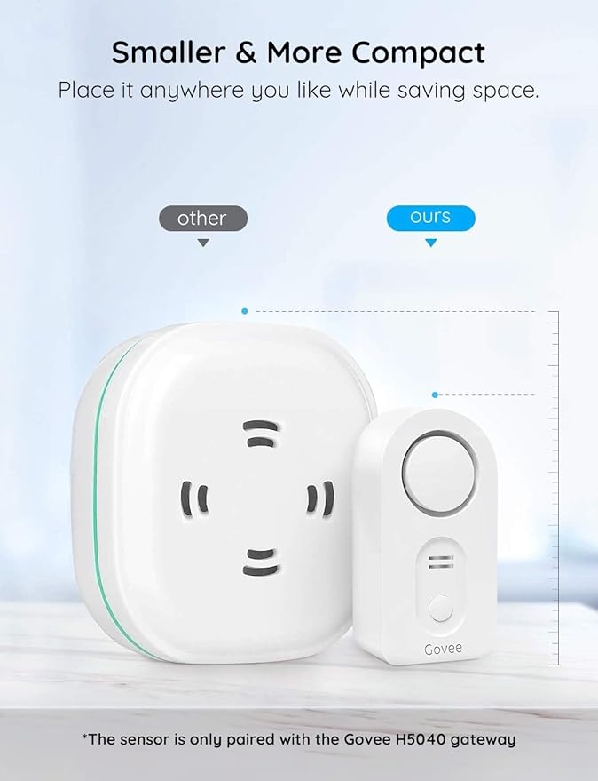 Govee Water Leak Detectors 5 Pack, 100dB Adjustable Audio Alarm Sensor, Sensitive Leak and Drip Alert, for Kitchen Bathroom Basement (Cannot Connect to Wi-Fi Directly)