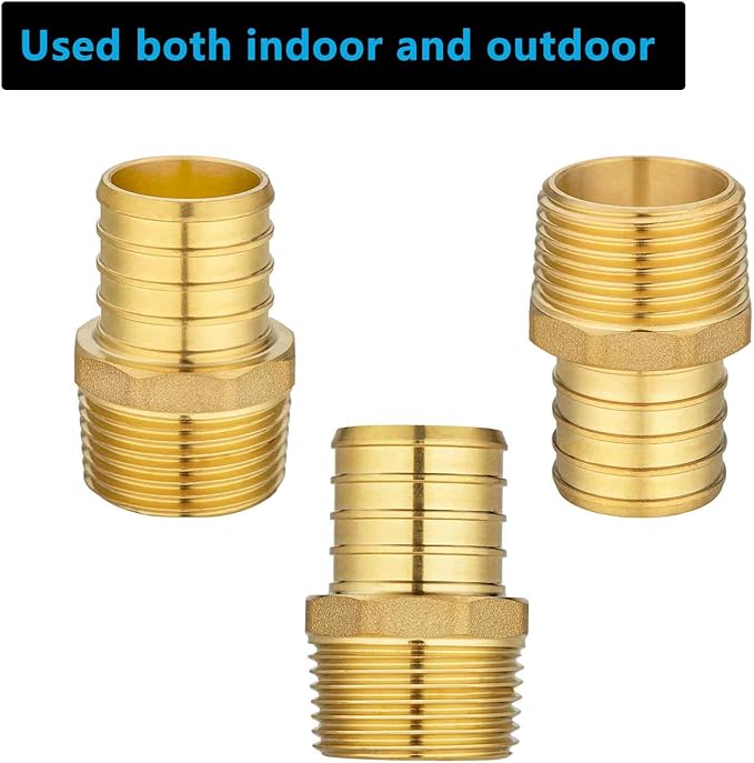 (10 Pack) Lidertik PEX Fittings Male NPT Adapter, 1" PEX F1807 to 3/4" NPT Male Threaded Adapter Brass