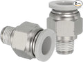 MECCANIXITY 2 Pcs NPT Push to Connect Air Fittings, Male Straight 3/8" Tube OD x 1/8" NPT Thread Air Quick Connector Coupling Adapter for Gas Hose Pneumatic Tools, White