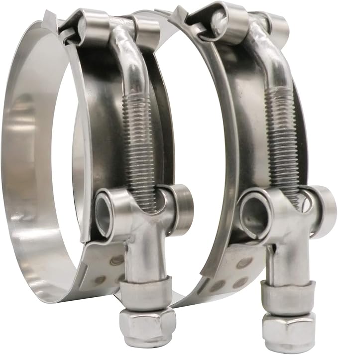 ROADFORMER 78mm - 86mm T-Bolt Hose O.D. Clamp - Working Range 3.06" - 3.39" for 3.25 inch Hose OD, Stainless Steel Bolt, SS Band Floating Bridge and Nylon Insert Locknut (78mm - 86mm, 2 pack)