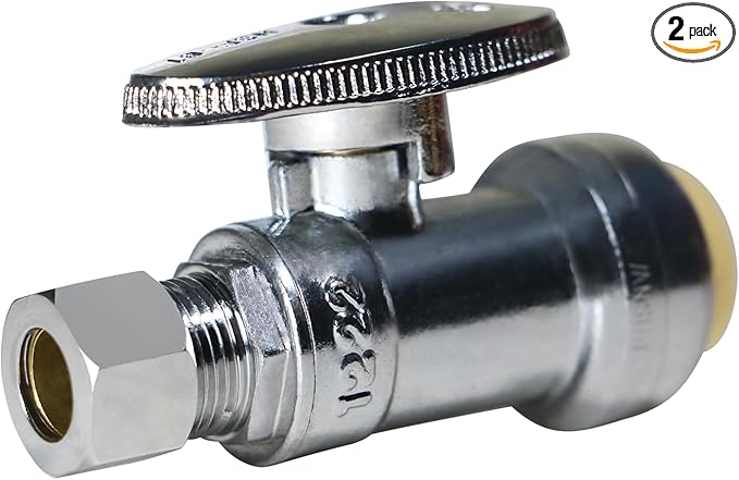 XFITTING OD Compression 3/8 Inch x 1/2 Inch Push Fit Straight Valve, 25-3-1=2XX, 2 Pieces