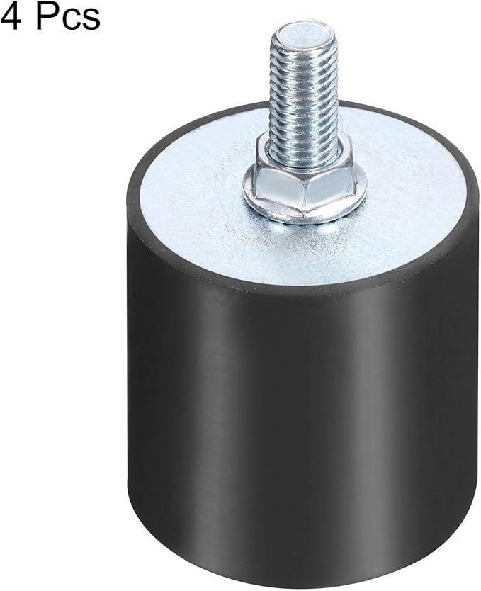 uxcell 4pcs M10x28mm Rubber Isolator Mounts with Studs 50x50mm Male Female Vibration Shock Absorber Zinc Plated Cylindrical Thread Mounts Anti Vibration Isolators with 4pcs M10 Lock Nuts