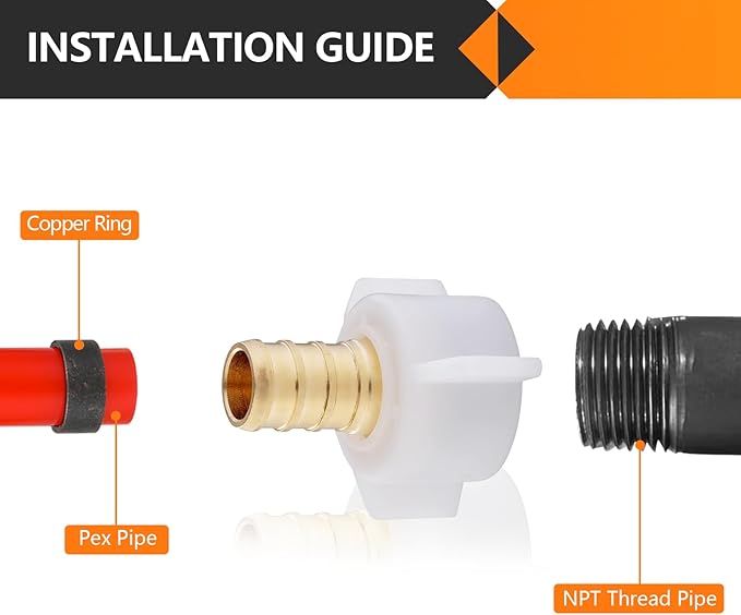 2-Pack HeSun PEX Fittings, 3/4" Pex x 3/4" Female NPT Swivel Adapter, Brass Crimp Fitting for ASTM F1807(PEX1807203)