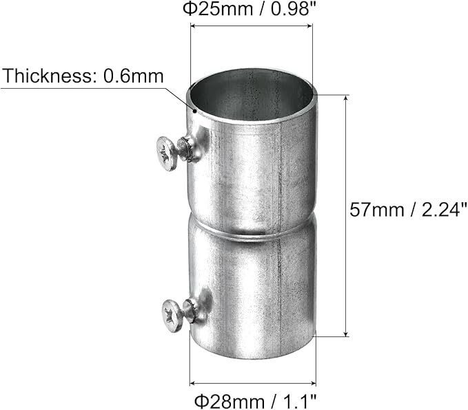 uxcell EMT Coupling, 25mm EMT Set Screw Coupling Conduit Fittings 57mm Length Electrical Conduit Pipe Connector 1mm Wall Thick, 10 Pack