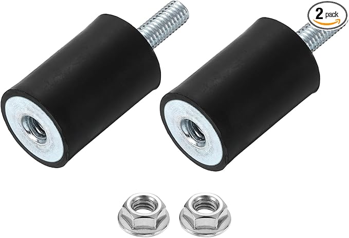 uxcell M6 Rubber Mounts, 2Pcs 20x30mm(DxH) Rubber Cylindrical Anti Vibration Isolator Shock Absorber with Lock Nut for Car Bobbin Generator Air Compressors
