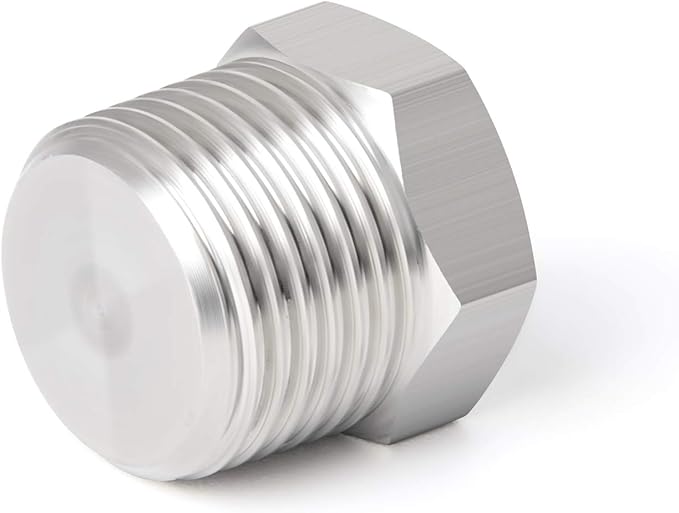 TAISHER 5PCS Stainless Steel Outer Hex Thread Socket Pipe Plug Fitting 1/2" NPT Male