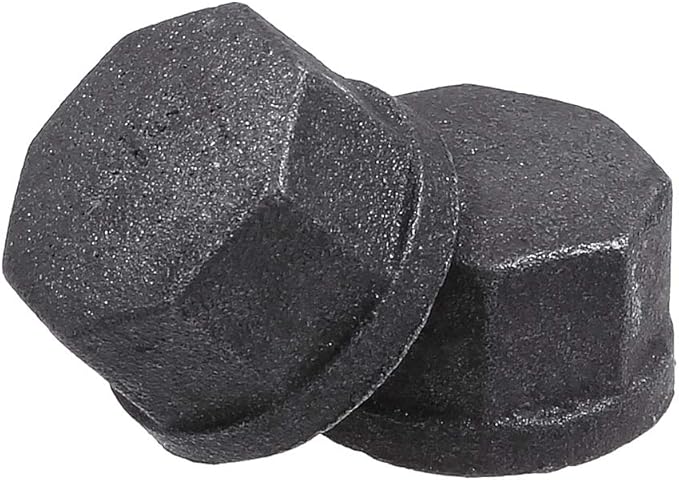 20 Pack 3/4 inches Cap Malleable Cast Iron Pipe, Industrial Pipe for Threaded Black Pipes and Fittings, DIY Steampunk Industrial Vintage Style.