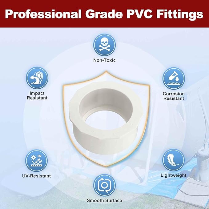 6Pcs 4" x 3" PVC Reducer Bushing Fitting, SCH40 (Spigot x Socket) Furniture Grade PVC Pipe Fitting, Reducer Bush Adapter for Home Sewer Plumbing, Industrial, Pipe Connection, White