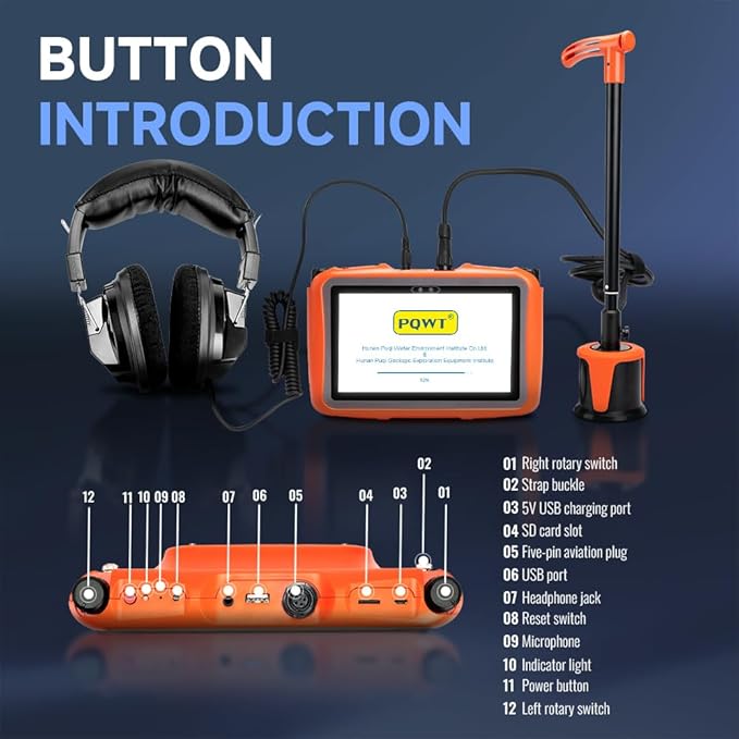 PQWT L2000 Outdoor Pipe Water Leak Detector, Middle Sensor Detecting Water Leak for Depth 5m