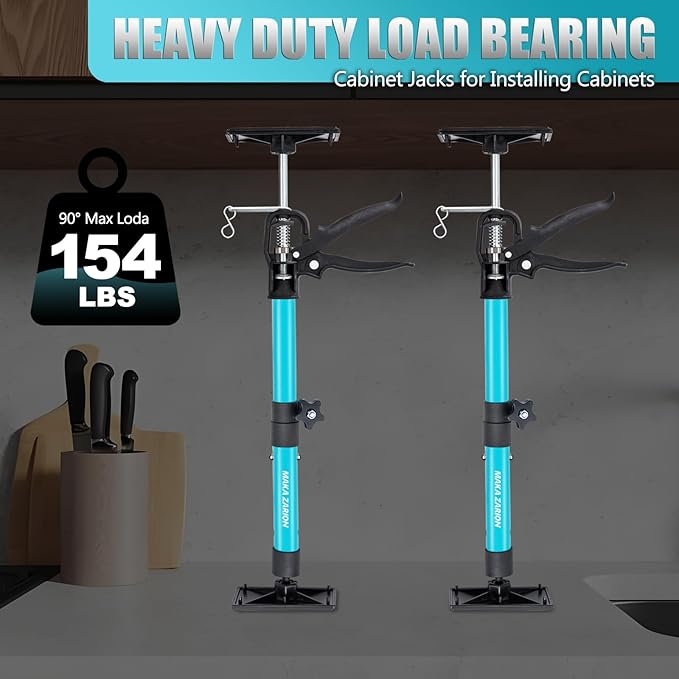 Steel Cabinet Jacks for Installing Cabinets, 3rd Hand Support System Load 154LB, Adjustable Support Pole Jack 13.8-23.6 in, Perfect for Cabinet Lift Installation Tools, Quick Support Rod, 2-Pack