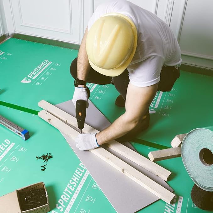 39" x 100' Heavy-Duty Temporary Floor Protection for Construction & Renovation, Green, Surface Protection Film for Hardwood Floors, Tile&Hard Paint Protection. (M-220G 39" x 100')