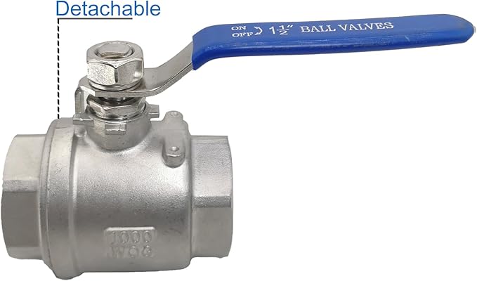 1-1/2" NPT Full Port Heavy Duty Ball Valve Stainless Steel 304 For Water,Oil and Gas with Blue Handles（1000WOG）