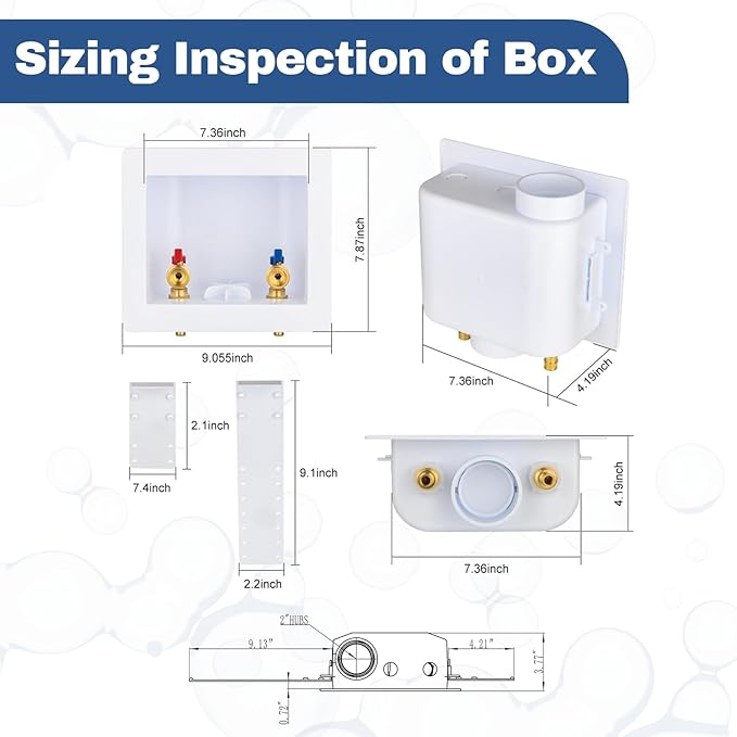 10-PACK GUOFIS Washing Machine Outlet Box, PEX Laundry Washer Box with Central and Side Drain Design(1/2"PEX Crimp Connection Inlet X 3/4"MHT Outlet)(WM002-10Pack)