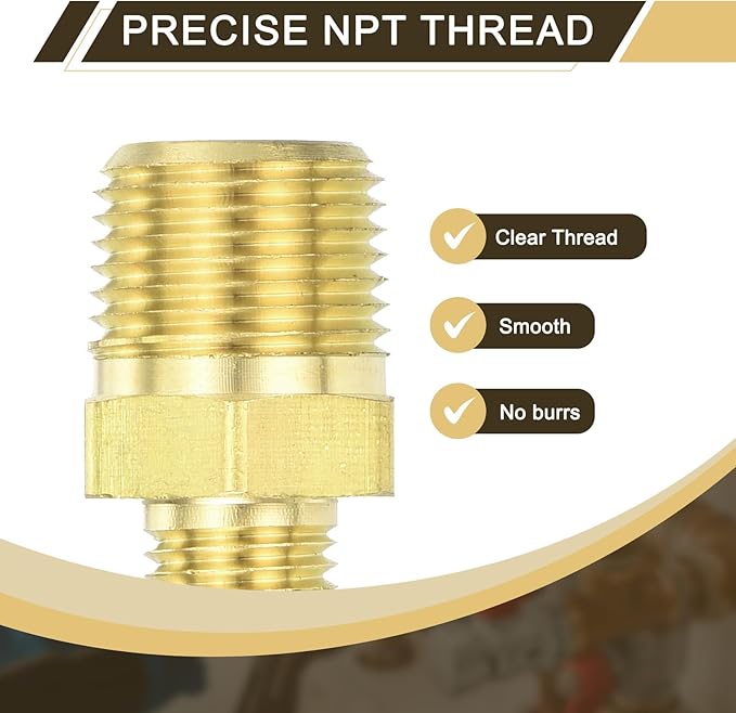 uxcell 2Pcs Brass Tube Fitting, 1/4O.D x 3/8NPT Brass Flared Pipe Adapter Fittings Reducing Nipples Connector, Half Union Gas Adapter for Pipe Connections, Hydraulics, Refrigeration