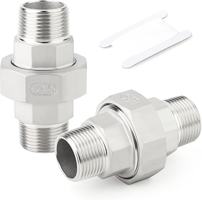 TAISHER 1PCS 304 Stainless Steel Union，1/2" NPT Male x 1/2" NPT Male Cast Pipe Fitting