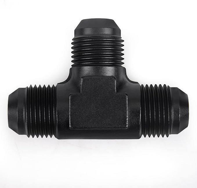 8AN Male Flare Tee Fitting Adapter T Fuel Hose Union Aluminum 2Pcs