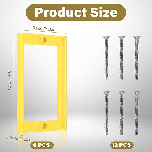 6Pcs 1/4 Inch Single Gang Outlet Box Extender, Seamless Electrical Box Extender with 12Pcs 32mm Screws for Electrical Outlet Switches Electric Box Extenders(Yellow)