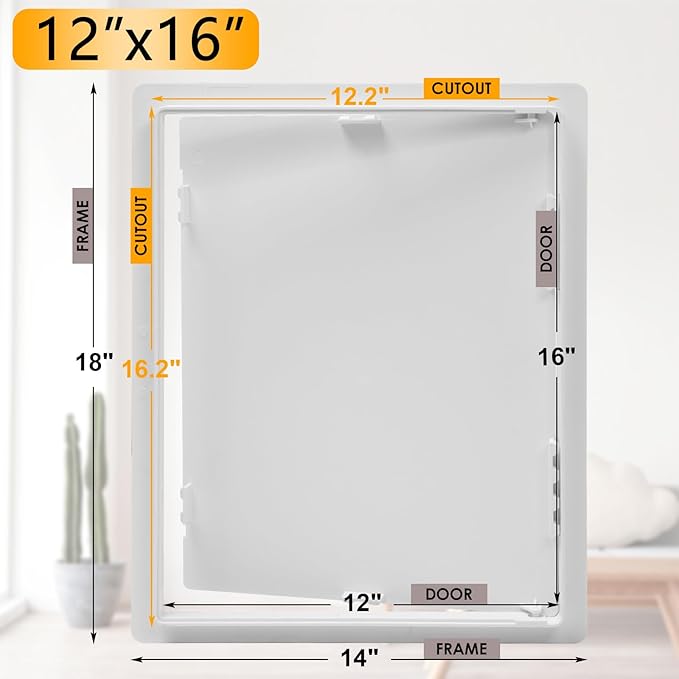 Suteck Plumbing Access Panel for Drywall Ceiling 12 x 16 Inch Reinforced Plastic Wall Access Doors Removable Hinged White