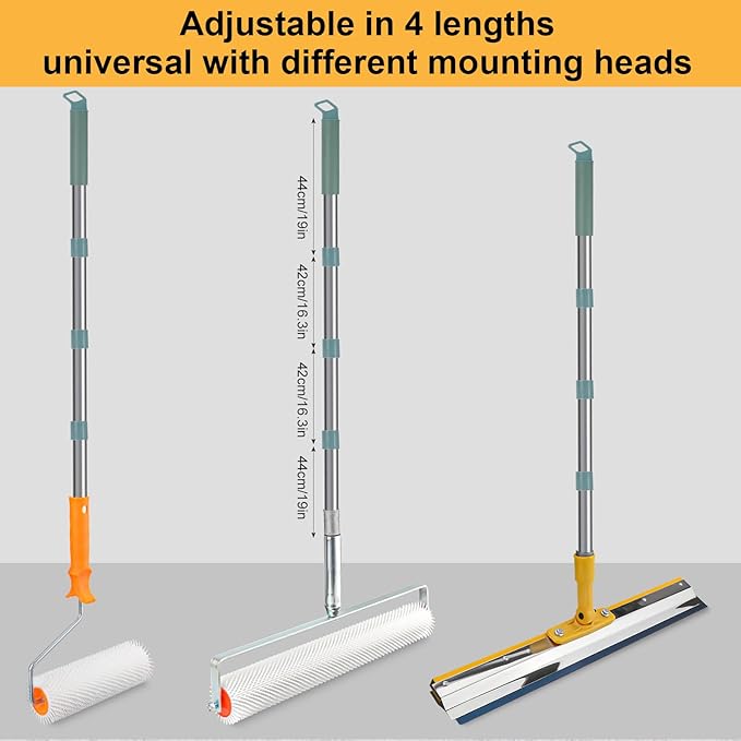 Self Leveling Tool Kits, Floor Rollers With Extensions Stainless Steel Trowels Self Leveling Rakes Shoes With Spikes Epoxy Flooring Tools Cement Concrete Self Leveling Tool Kits (8PCS)