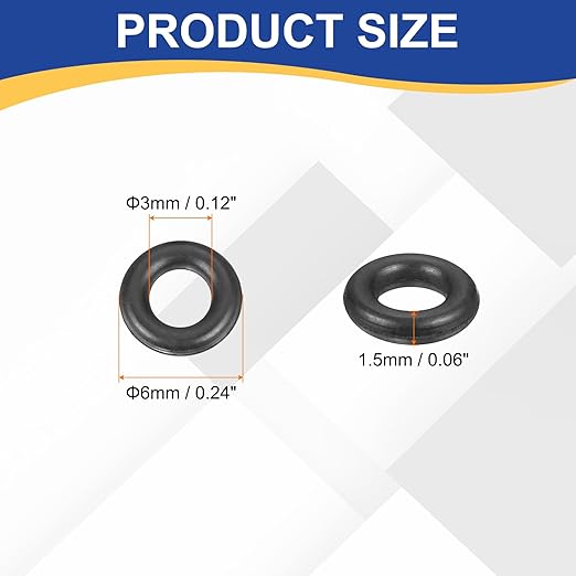 HARFINGTON 50pcs Nitrile Rubber O-Rings 6mm OD 3mm ID 1.5mm Width Metric Buna-N NBR Sealing Gasket Plumbing Sealing Repair O Rings for Car Auto Vehicle Repair Faucet Air Gas