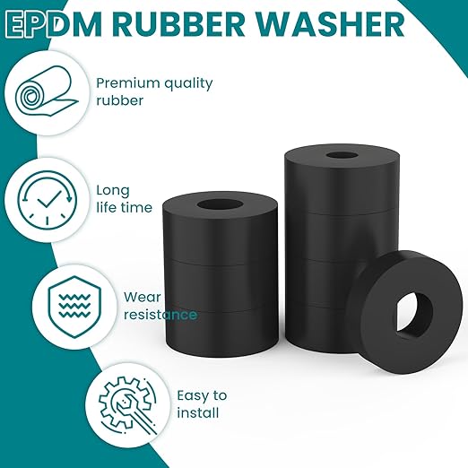 10 Pcs Black Rubber Spacers, 1" OD x 3/8" ID x 1" Thick Rubber Bushing Anti Vibration Spacer, Tear-Resistant Design for Home, Automotive & Industrial