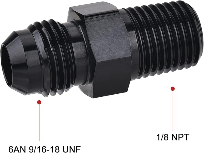 EVIL ENERGY 6AN Male Flare to 1/8" NPT Pipe Fitting Adapter Aluminum Straight Black