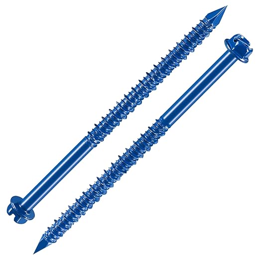 Wensilon(30 PCS) 3/16" * 3-3/4" Slotted Hex Concrete Screws Anchor Blue Hexagon Head for Anchoring to Masonry, Block or Brick Stucco
