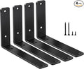 4 Pack - L 6" x H 4" x W1.5, 5mm Thick Black L Shelf Bracket, Iron Shelf Brackets, Metal Shelf Brackets, Floating Shelf, Shelf Supports with Screws
