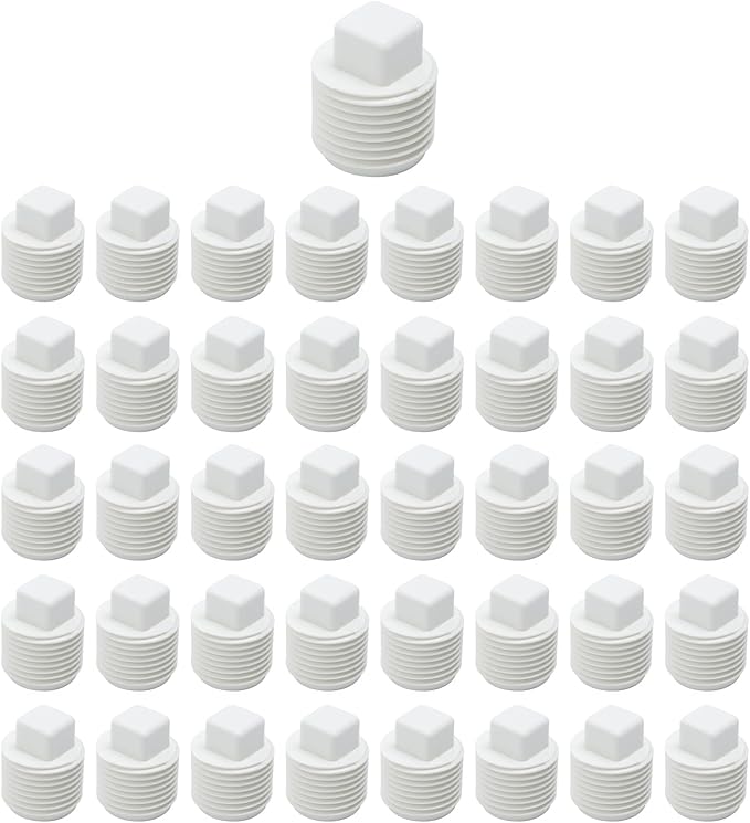 40 Pcs White 1/2" PVC Pipe Cap Coupling Adapter Threaded 1/2 inch NPT PVC End Caps Plug for Water Line Plumbing