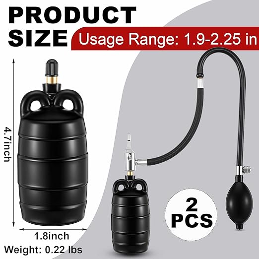 Nuanchu 2 Sets 2 Inch Test Plugs Inflatable Pipe Ball Plugs with Gas Tubes and Inflator Pumps, Black Rubber Pressure Test Balls for Toilet Drain Sewage Pipeline Inspection