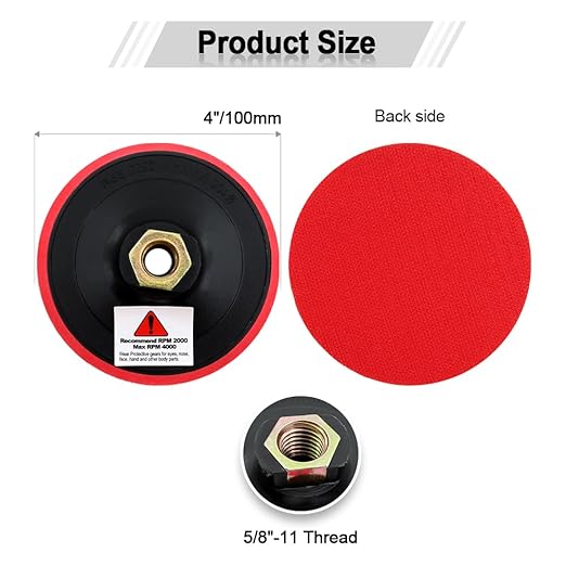 SHDIATOOL 4-Inch Backer Pad Backing pad of Foam Plastic Body with 5/8-Inch-11 Thread for Diamond Polishing Pads Pack of 10