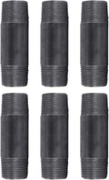 PIPE DECOR 1" x 4" Black Steel Plumbing Pipe, 6-Pack, Pre Cut Connector, Industrial Steel Grey Fits Standard One Inch Threaded Black Malleable Iron Fittings, Build Vintage DIY Furniture