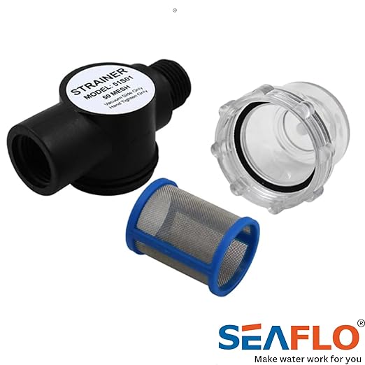 SEAFLO Water Pump Inline Strainer Filter (51S01) - 1/2" NPSM Inlet/Outlet - RV Replacement- Compatible, Shurflo, and WFCO Pumps (4-Pack)
