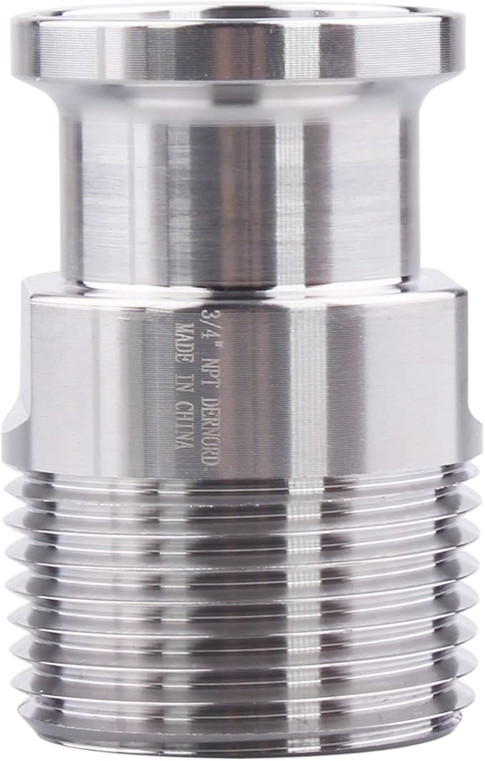 DERNORD 1/2" Tri clamp Adapter to 3/4 inch MNPT Thread Ferrule Sanitary Pipe Fitting