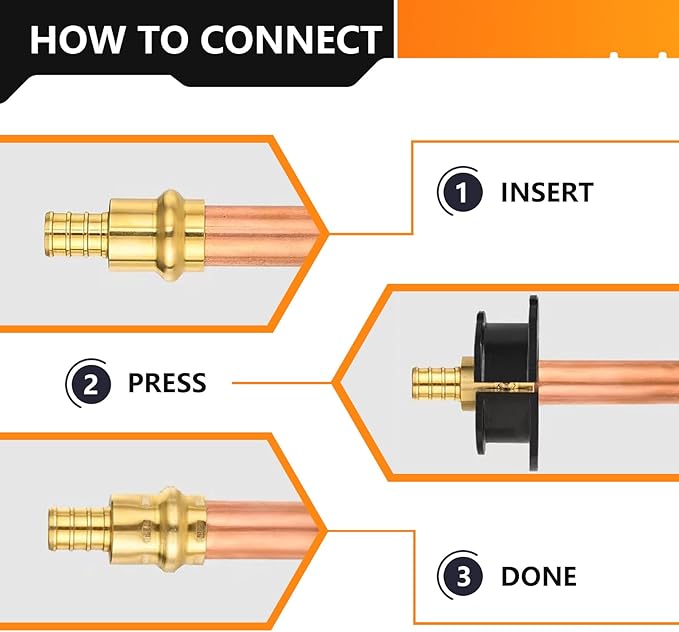 30-Pack HeSun Copper Press Fitting Elbow, 3/4" PRESS X 1/2" PEX F1807 Crimp Elbow, LF Brass