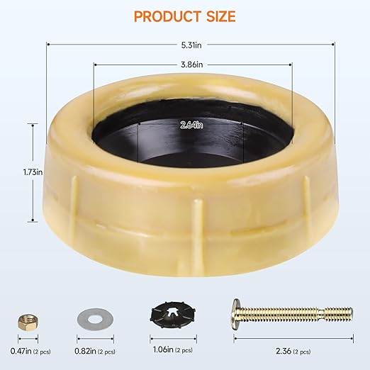 Jamini Extra Thick Toilet Wax Ring Replacement Kit – Universal Wax Seal Fits 3" & 4" Drain Pipes, Includes Bolts & Washers, Easy DIY Installation, Compatible with Below-Floor or Level Flanges