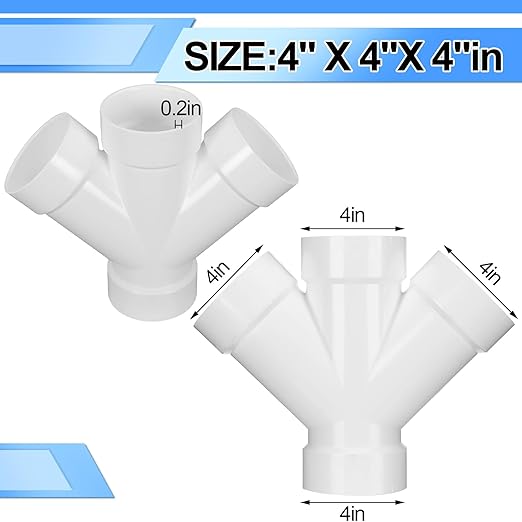 1 Pcs 4 Inch Hub PVC DWV Double Wye Schedule 40 for Use in Sanitary Drainage, Waste and Ventilation (DWV), Sewer and Stormwater Applications, White