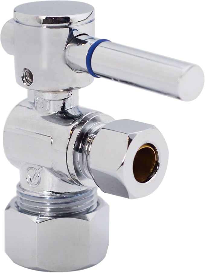 Westbrass R105BL-2-26 1/4-Turn Lever Handle Angle Stop Shut Off Valve, 5/8" OD x 3/8" OD, Polished Chrome (2-Pack)