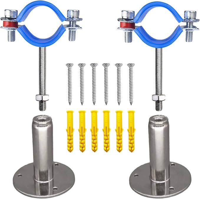 Wall Mount Ceiling Mount Pipe Supports,Adjustable Pipe Clamps、Hangers、 Stainless Steel 304,2PCS Suitable for Pipe OD 48-51mm Adjustable Height 50-100mm