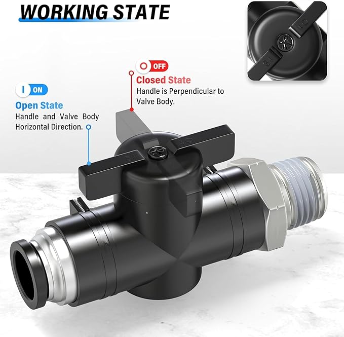TAILONZ PNEUMATIC 1/4 Inch Tube OD x 3/8 Inch NPT Thread Ball Valve Air Flow Control Valve Push to Connect Fitting BVC-1/4-N3（Pack of 3）