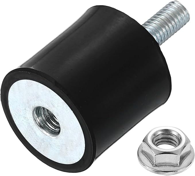 uxcell M5 Rubber Mounts, 1Pcs 20x20mm(DxH) Rubber Cylindrical Anti Vibration Isolator Shock Absorber with Lock Nut for Car Bobbin Generator Air Compressors