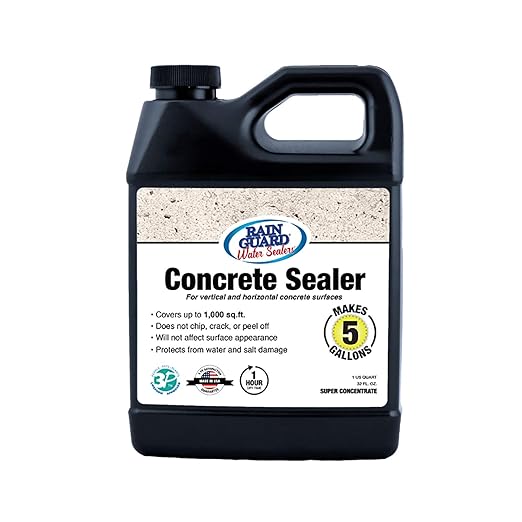 Rainguard Water Sealers Concrete Sealer, Penetrating Protection Against Water and Salt Damage, for All Concrete Surfaces, Silane/Siloxane Waterproofer, Natural Finish, Makes 5 Gallons