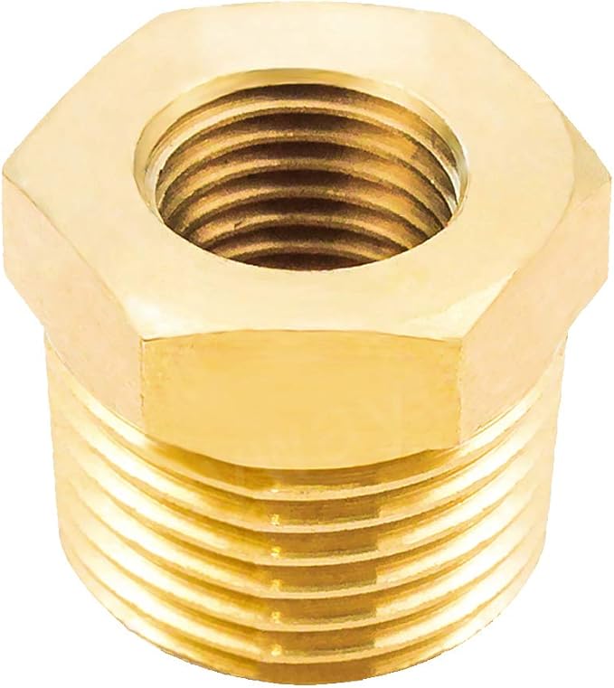 Joywayus Reducer Hex Bushing Brass Reducing Cast Pipe Fitting 3/8" NPT Male x 1/4" NPT Female Adapter(Pack of 3)