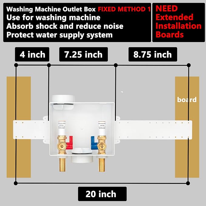 (1 Pack) Lidertik Washing Machine Outlet Box Thread or Sweat with Copper Hammer Arrestors, Inlet 1/2 NPT Thread or Sweat x Outlet 3/4 inch NH Thread LI-XYJH-610(1 PCS)