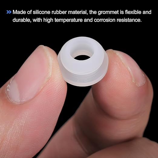 MECCANIXITY 20Pcs Snap Rubber Grommet Plug Mount Dia 9.5mm ID 6.5mm Narrow Groove Width 2mm Seal Anti-Scratch for Electrical Box Cable Pipes Transparent