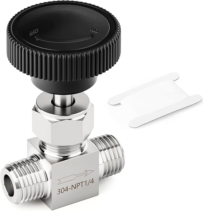 TAISHER 1PCS 304 Stainless Steel Straight Needle Valve 1/4" NPT Male For Flow Control Water Gas Oil