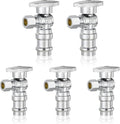 5-Pack GUOFIS Angle Stop Valve,1/2" Nominal Press Inlet x 3/8" OD Compression Outlet,1/4-Turn Shut-off Valve for Potable Water(Chrome Plated)(VALVE393-5Pack)