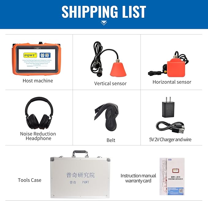 PQWT L50 Underground Water Leak Detectors for Home Wall Water Pipe Detector Machine Multi Sensor Acoustic Pipeline Leakage Detection Kit Noise Reduction Headphone Smart Touchscreen Carry Case